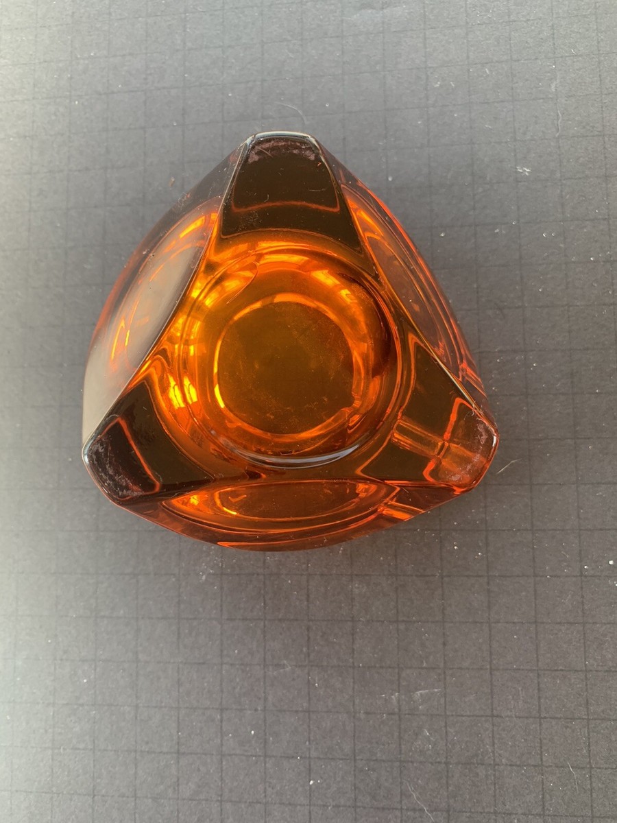 Vintage Viking Glass Orange Atomic Orb Tripod Slant Ashtray Vintage Viking Glass Orange Atomic Orb Tripod Slant Ashtray