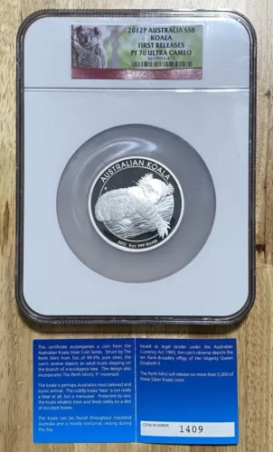 2012 P Australia Koala $8 5 Oz Silver NGC PF70 Ultra Cameo First Releases KACMM