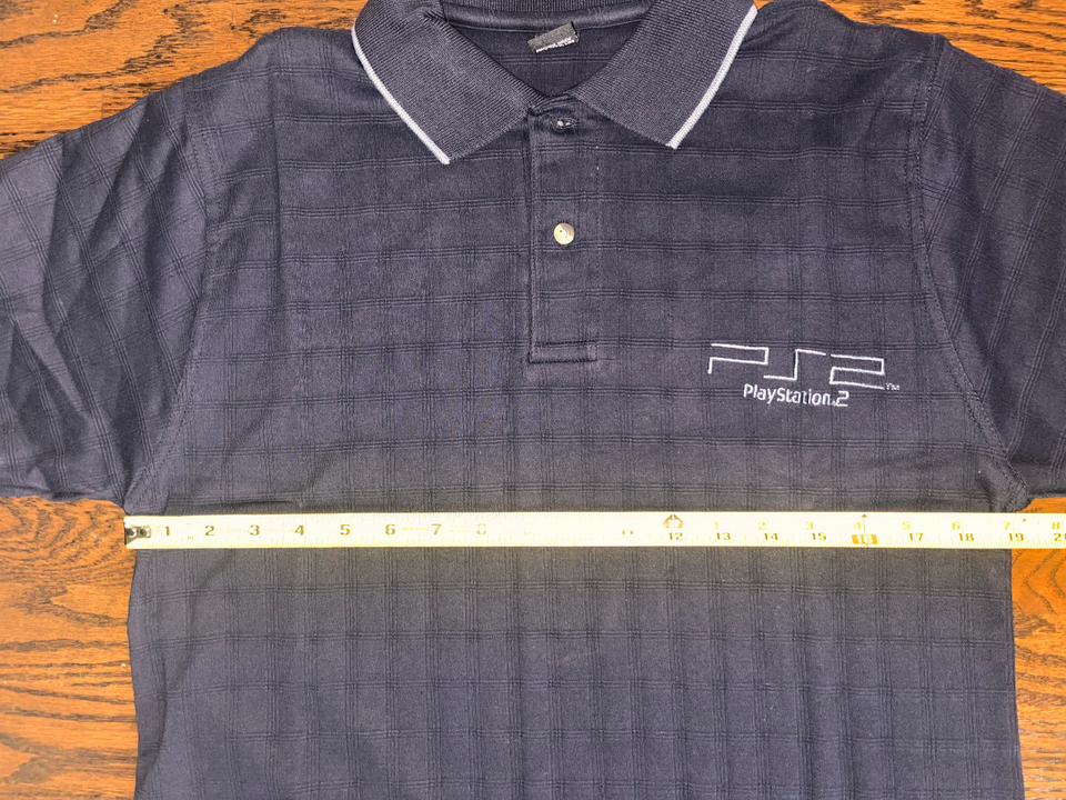 Vintage Y2K PlayStation 2 PS2 Promo Dress Shirt 2 Button Navy