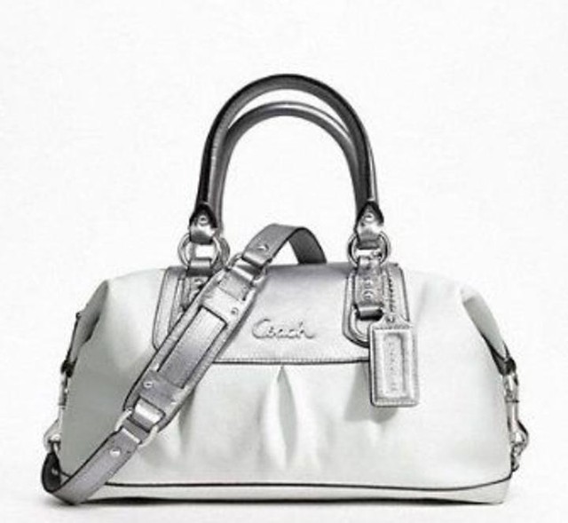 Buy Coach F15445 Ashley Leather Satchel White Silver Purse Handbag online | eBay