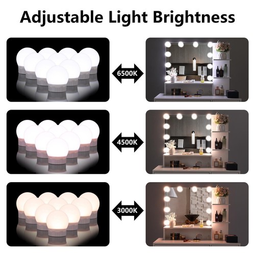 LED Mirror Dressing Table Vanity Set with Stool Storage Cabinet Drawer Shelf - Picture 5 of 10