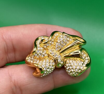 Vintage QVC JOAN RIVERS Classics Collection BOW RING Sz SWAROVSKI  CRYSTALS