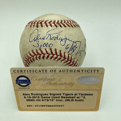 Incredible Alex Rodriguez 3,000 Hit Game Used Signed Inscribed