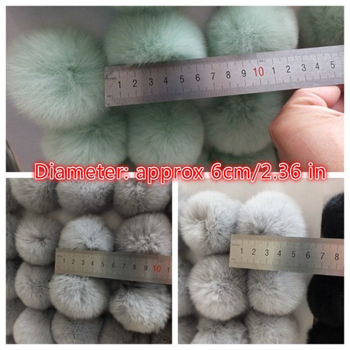 10X Rabbit Fur Pompom Ball Fluffy Pendant DIY Hat Bag Shoes Key Chain Cute Decor - Picture 3 of 31