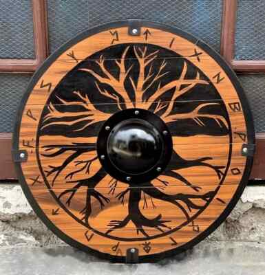Medieval Tree Viking Wooden Shield Handmade Viking Shield Battle Worn Shield