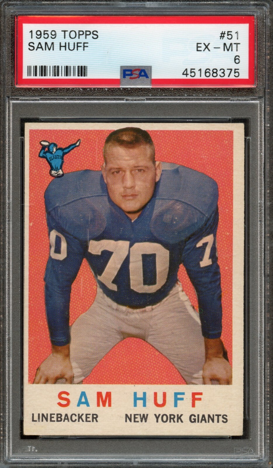 FB - 1959 Topps - #51 - Sam Huff - PSA 6 - EX-MT