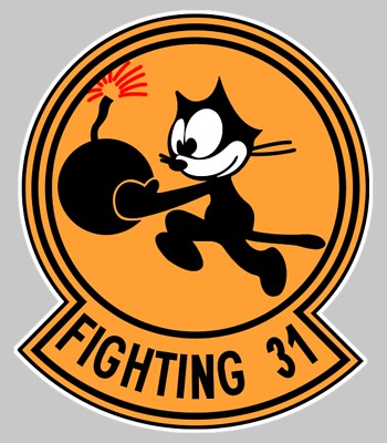 GRUMMAN TOMCAT F14 WAPPEN VF 31 TOMCATTERS FIGHTING 31 FLUGZEUG AUFKLEBER FA026
