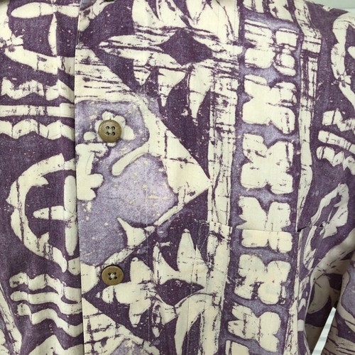 Batik Bay Mens Shirt Medium Short Sleeve Surf Hawaiian Camp button Purple White - Picture 7 of 12