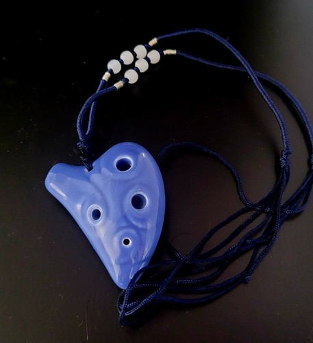 Ocarina Pendant 6 Holes Purple Periwinkle Musical Instrument Key A Necklace - Picture 3 of 12