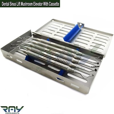 Sinus Lift Mushroom Elevator Implant Dental Instruments Set Of 5 With Cassette