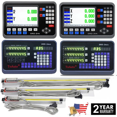 TOAUTO Linear Scale 5um 1um DRO Digital Readout 2/3 Axis Travel Length 4"-40",US
