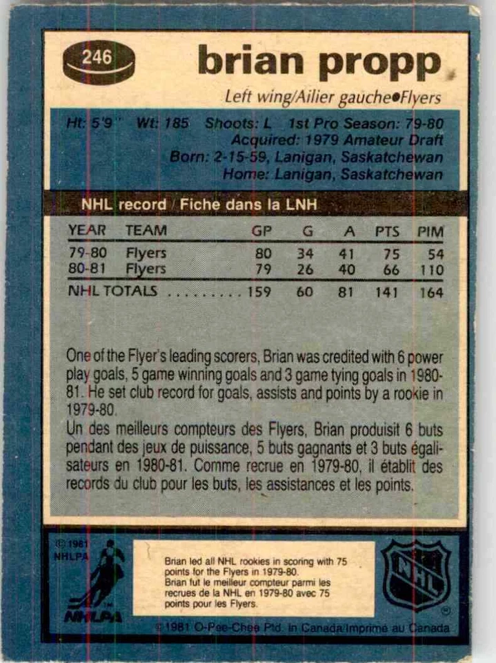 1981-82 O-Pee-Chee Brian Propp #246 - Image 2 of 2