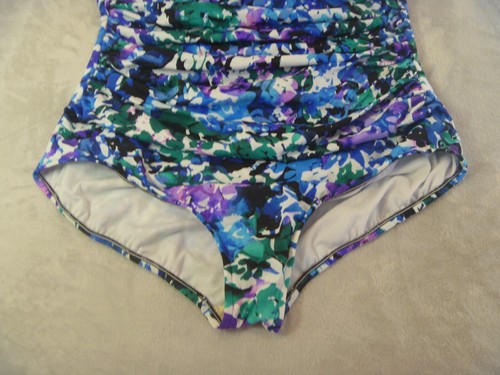 CROFT & BARROW SWIMSUIT Womens Size 20 1-piece Blue Purple Green - Picture 4 of 7