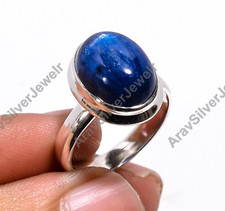 Natural Blue Kyanite Ring 925 Sterling Silver Boho Rings Gift Jewelry for Women