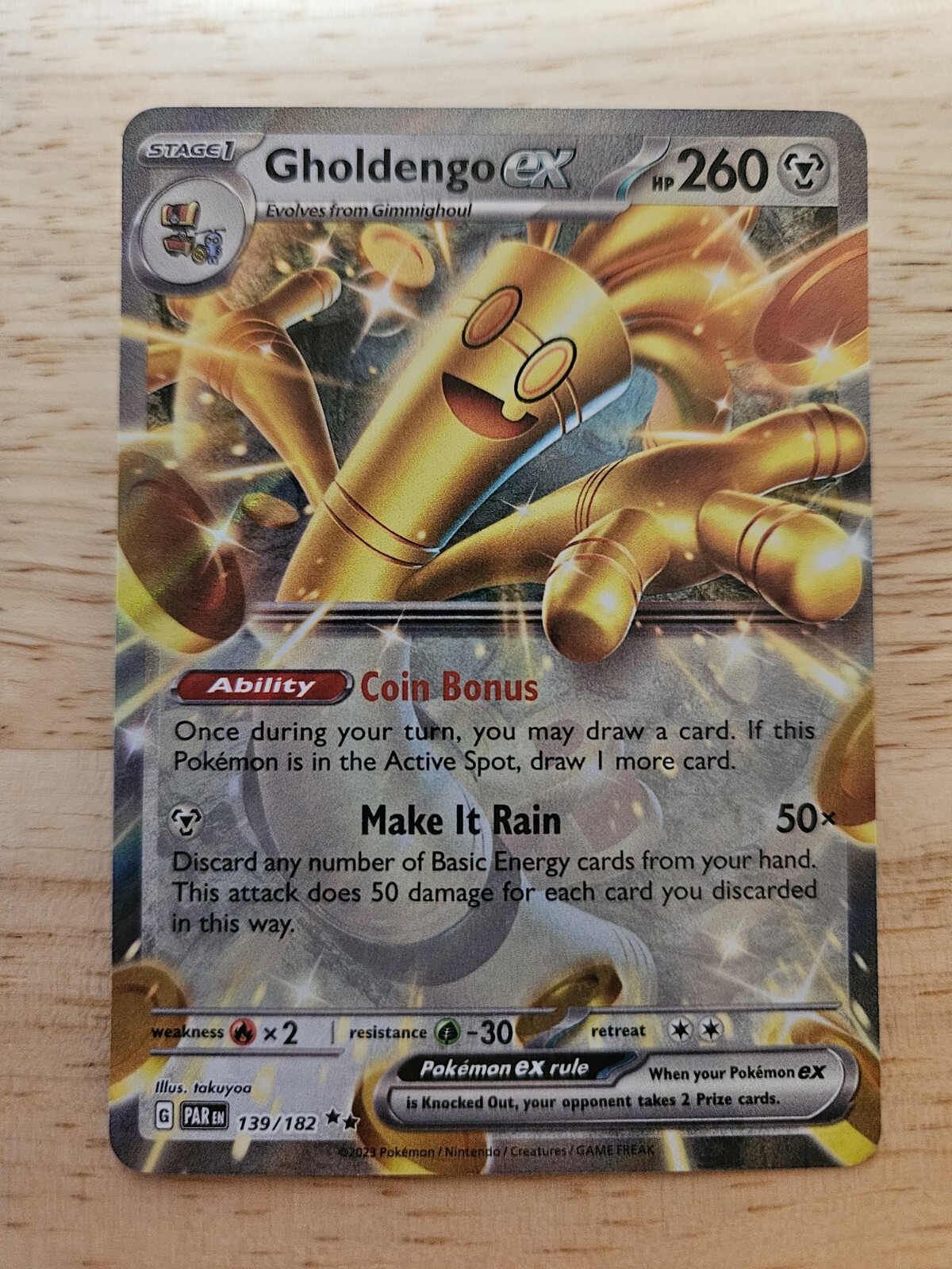 Gholdengo ex 139/182 Paradox Rift (PAR) NM Double Rare Pokemon Card