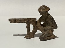 VTG TOY BARCLAY MANOIL GREY IRON LEAD SOLDIER WW1 US MACHINE GUNNER G61 13