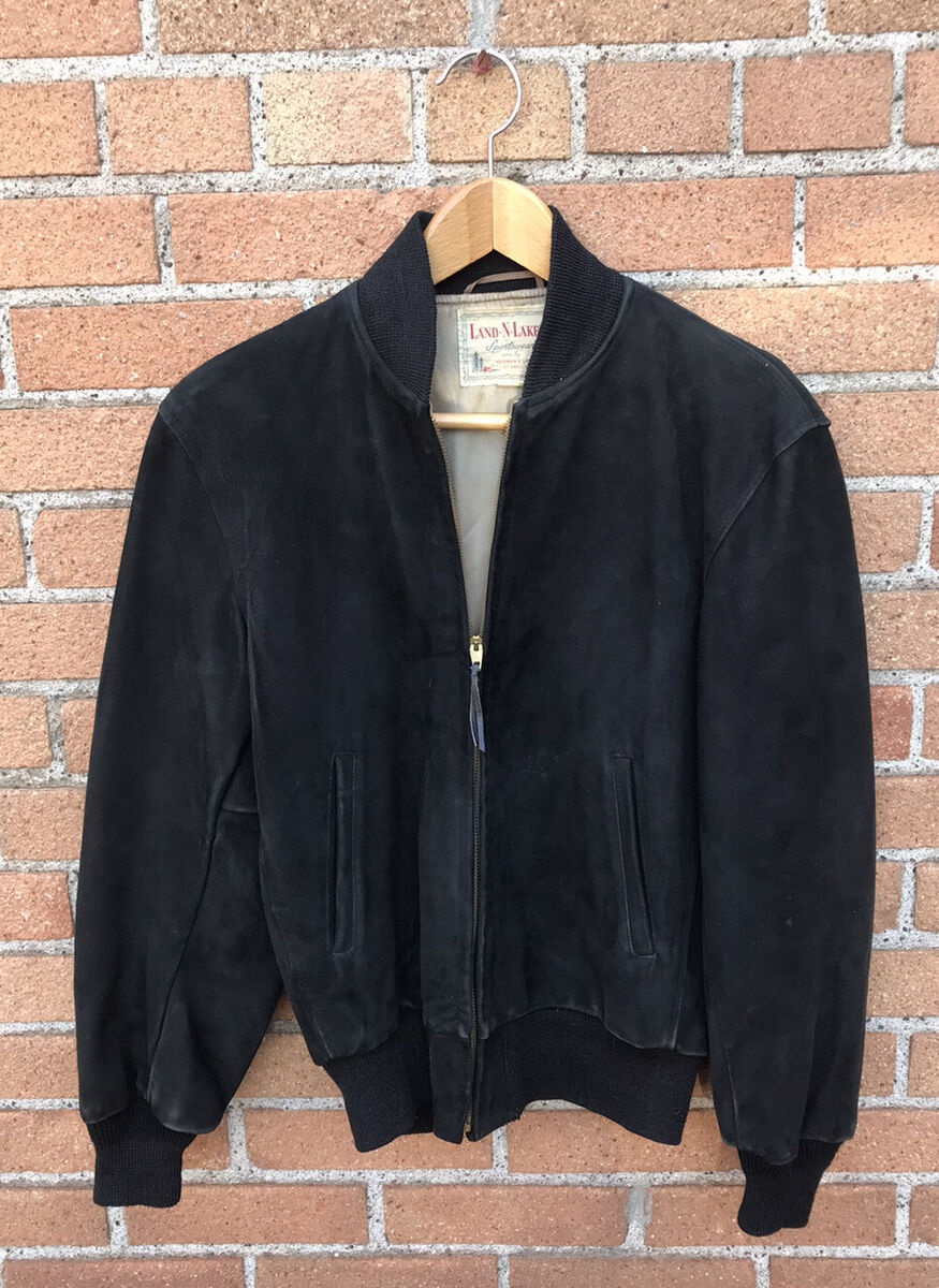 Vintage Black Suede Leather Jacket Land-N-Lakes Sharkskin Vintage Black Suede Leather Jacket Land-N-Lakes Sharkskin