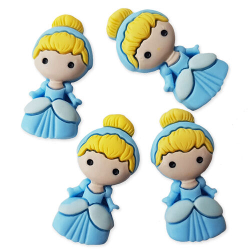 4pcs Blue Princess Girls Resin Flatback Cabochons Embellishment Decoden Craft - Picture 1 of 3