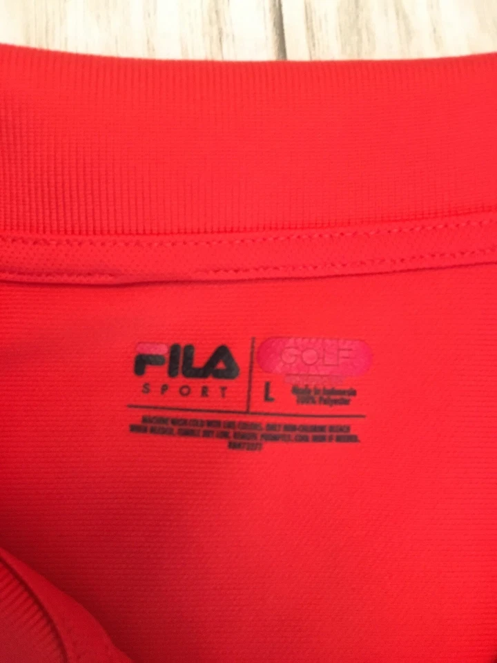 Camisa polo de golf Fila Sport para hombre grande naranja manga corta caminar tenis usada en excelente estado - Foto 3 de 4