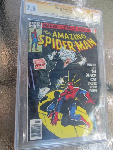 The Amazing Spider-Man #194 CGC 7.5 SS Stan Lee 1st Black Cat WP Newsstand 1979