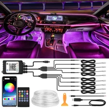 8 in1 RGB Car LED Interior Strip Light, 10M Guide Light Fiber Optic Lighting Kit