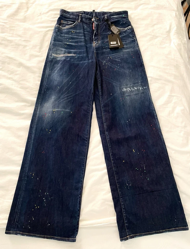 DSQUARED2 Traveller Wide DARK BOB WASH Jeans IT40 Distressed NEU - Bild 2 von 4