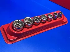 Snap-On Tools 7pc SAE 3/8" Drive 8-POINT DOUBLE SQUARE Socket Set W/Mag Tray