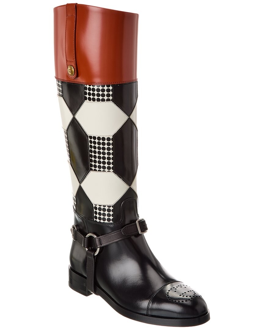 Женские кожаные сапоги до колена от Gucci черные 37 129990₽