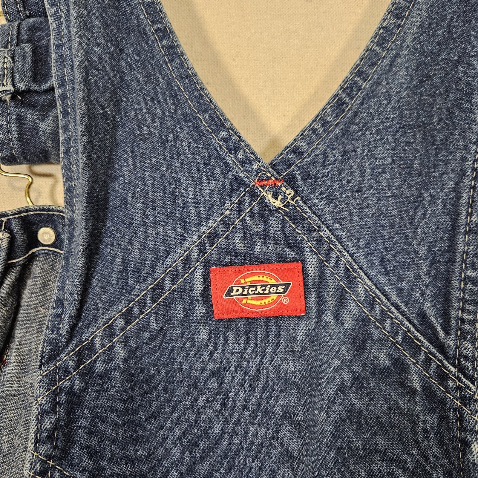 Dickies Bib Overalls Mens 34x32 Blue Denim Utility Carpenter Workwear