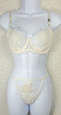 Victoria's Secret Dream Angels Ivory Beaded Lace Bra Panty Set NWT 38C XL Bridal