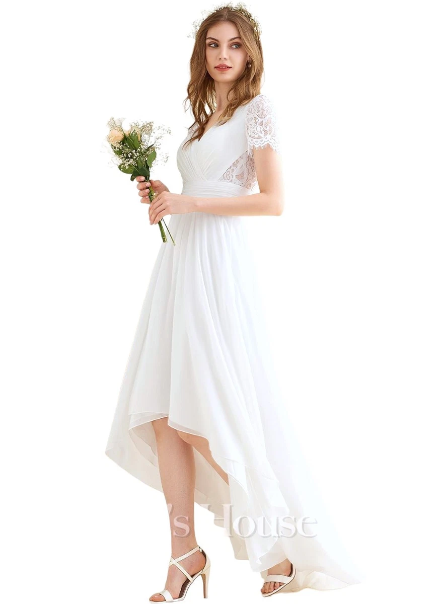 sachin and babi light blue dress Short Sweetheart Sheath/Column Asymmetrical Chiffon Lace Wedding dress