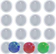 20Pcs Circle Jewelry Casting Molds, Silicone Pendant Keychain Resin Molds with H