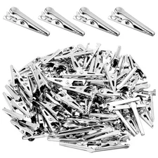 100 PCS Metal Alligator Clips, 1.06 IN / 27mm Small Alligator Clips Silver Pl...