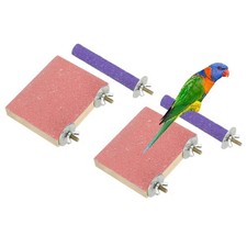 Bird Perch Stand, Wooden Parrot Perch Toy, Paw 3.94 x 3.15 Pink, 2 Pcs 