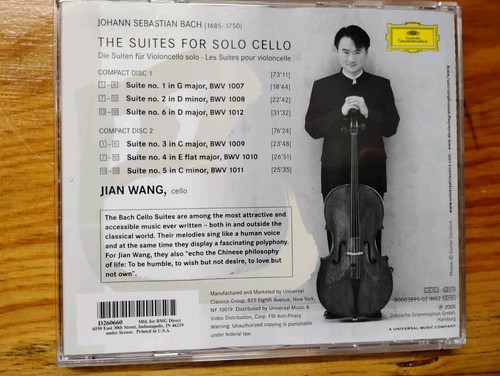 Bach, Jian Wang – The Cello Suites / CD / 2-Disc (Club Version) D260660 - Foto 2 di 5