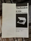 Vintage Technics SL-B30 Turntable Operating Instructions Owner’s Manual