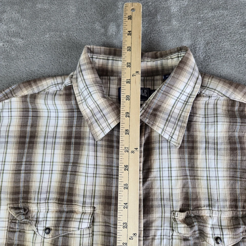 Camisa Panhandle Para Hombres XXL Marrón A Cuadros Perla Camisa Ajustada Manga Vaquero Occidental Foto 4 de 4