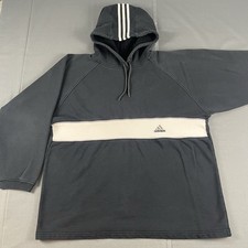 Vintage 90s Adidas Sleeve Stripe Hoodie Size L Black