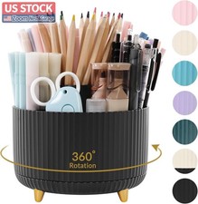 US Stock 360  Rotating Desk Organizer 5 Slots Pen Holder Office School