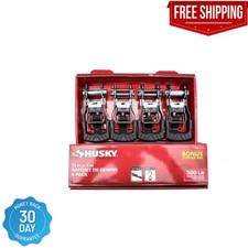 NEW Heavy Duty 1 in. x 12 ft. Ratchet Tie Down Straps with S-Hooks 4-PACK 