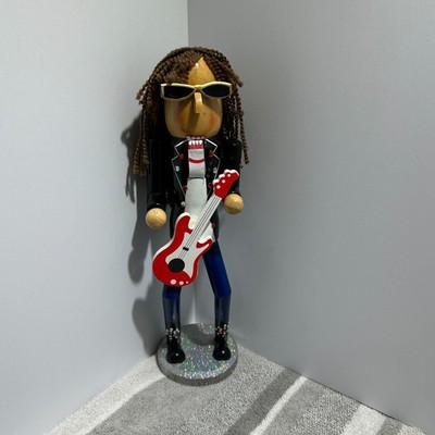 2016 Hobby Lobby Rock Star Guitar Nutcracker 15'' Wooden Christmas Decor Figure