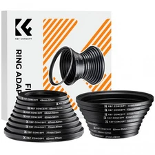 K&F 18 Pcs Filter Ring Adapter Set Camera Lens Filter Metal Stepping Rings Kit