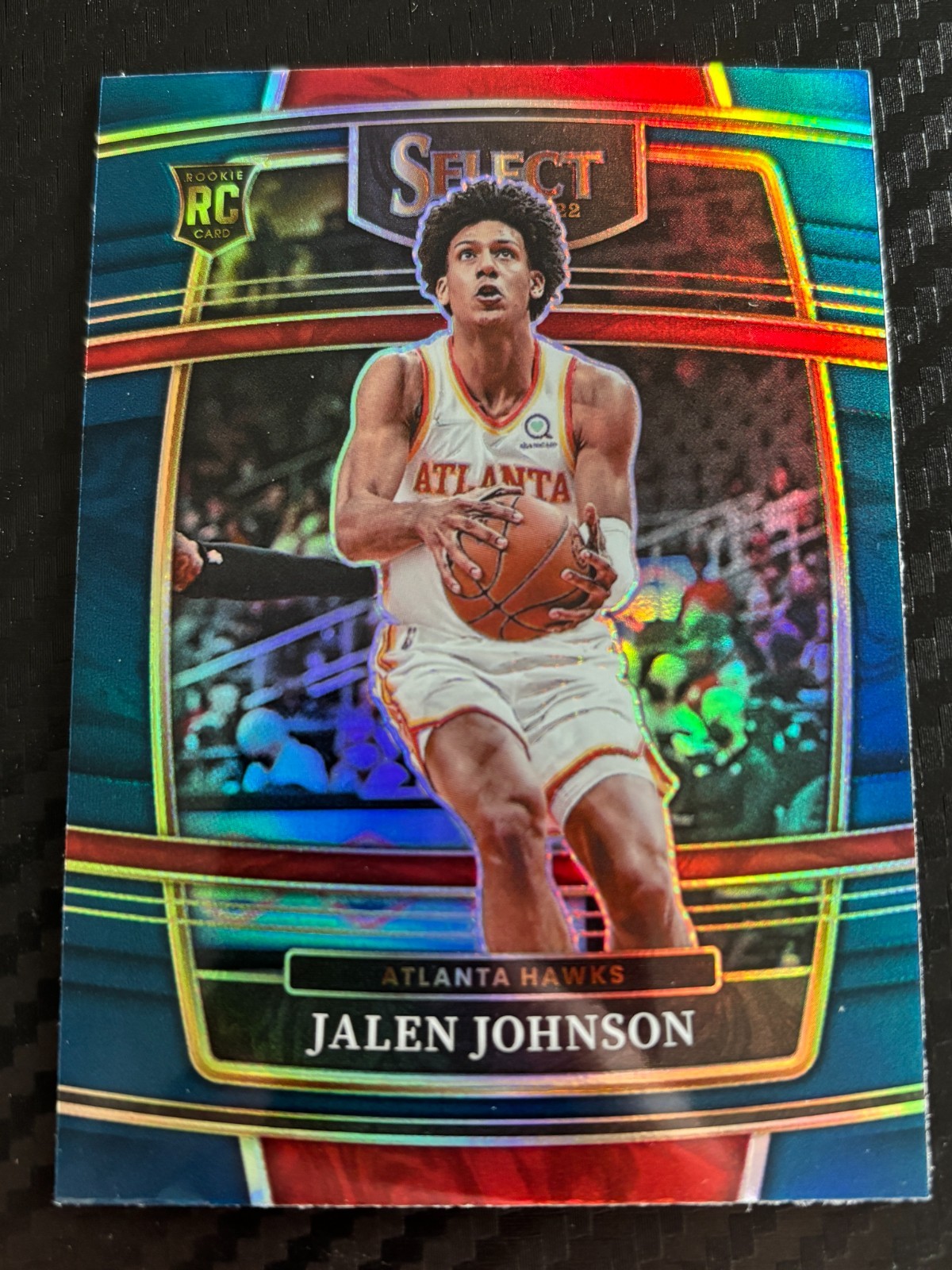 2021-22 Panini Select Basketball #17 Jalen Johnson Blue Shimmer Prizm Hawks