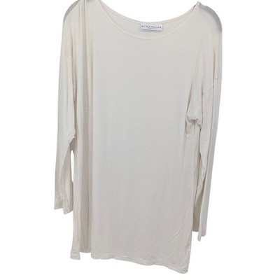Bryn Walker Tunic Top Micro Modal Womens Medium Cream Long Sleeve Relaxed Basic