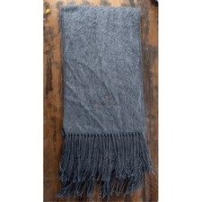 Alpaca Samara Gray Fringe Scarf Soft Peruvian Knit Shawl Wrap