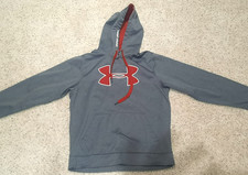 UNDER ARMOUR-UA-SWEATSHIRT-SWEAT SHIRT-BOYS MEDIUM-M-LOOSE FIT GREY-GRAY-HOODIE