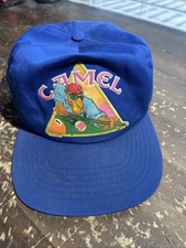Vintage 1991 Joe Camel   Playing Pool   Snapback Blue Hat Cap - Billiards