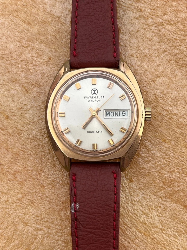 Vintage Favre Leuba Geneve Duomatic Swiss Day Date Men's Watch - Image 2 of 4