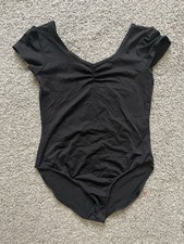 Girls Danskin Now Black Short Sleeve Ballet Leotard XL Size 14-16