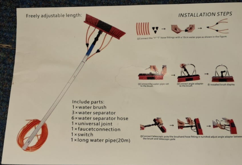 Kit de limpieza de panel solar telescópico de 5-10 m para ventana de poste de alimentación de agua nuevo - Imagen 2 de 4
